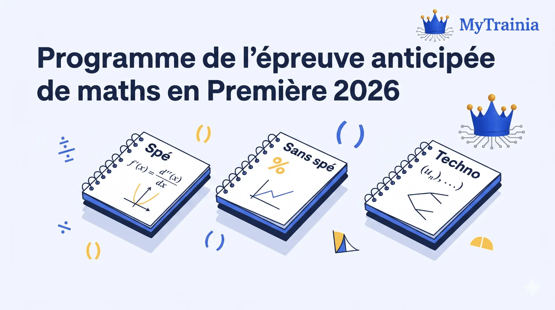 Programme de l'épreuve anticipée de maths Première 2026 : chapitres officiels par parcours (spé, sans spé, techno)